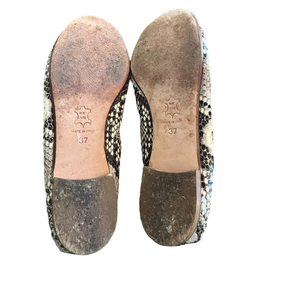 Women's Ferca 81 Snakeskin Italian‎ Ballet Flats Size 37 - Picture 3 of 3
